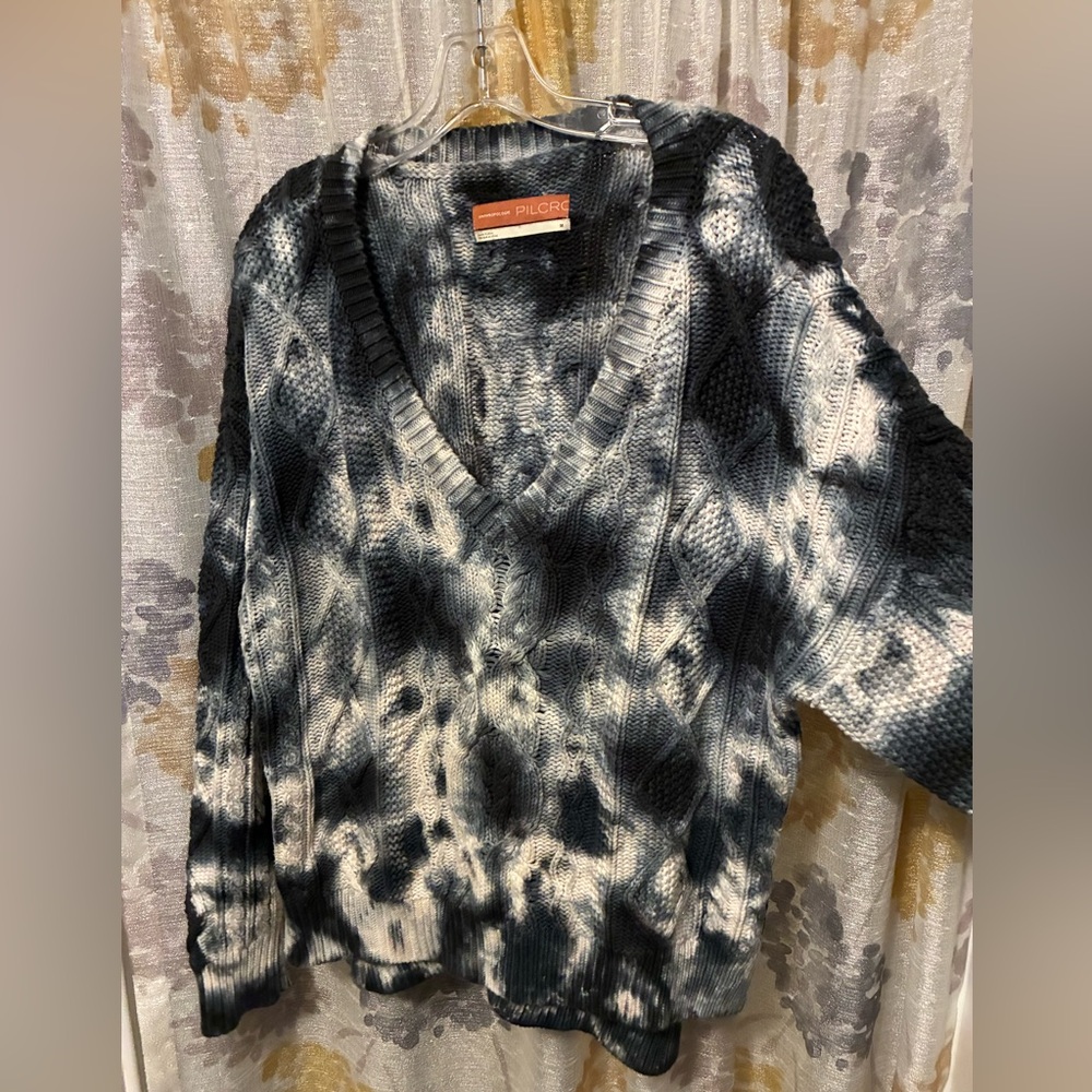 Anthropology Pilcro Cable Pullover Tie-Dye Sweater